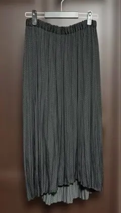 ナノユニバース　ドット柄 プリーツロングスカート ブラック