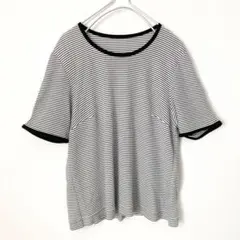 【美品】大きめサイズ ラピーヌ レディース ボーダー Tシャツ 白×黒 13号