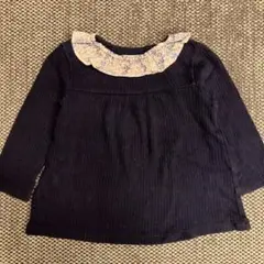 SENSE OF WONDER ネイビー フリル 長袖カットソー　80 リバティ