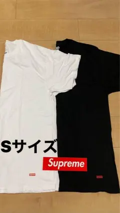 ステッカー付き白黒2枚supreme ヘインズ Tシャツ 新品未使用 サイズS