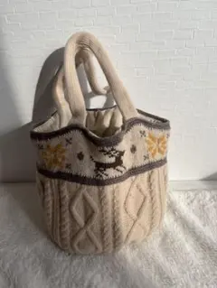 クリーム色 編み込みデザイン トートバッグ UNITED ARROWS