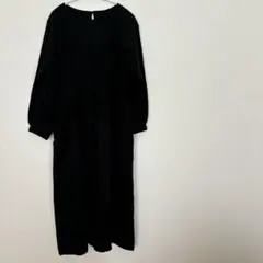 studio CLIP黒のロングワンピース 長袖 ウエストゴム 【Mサイズ】