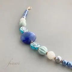 あお × 薔薇 ブルー羽織紐 春　絽　紗　帯　推し活　マグネット　フック　青