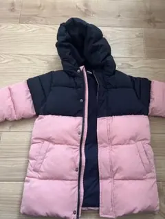 キッズ ダウンコート ピンクと黒 中綿　プチバトー