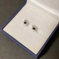 樹脂ピアス　ハート　オニキス風　ブラック　シルバー　かっこいい　おしゃれ　可愛い