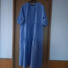 マンサモスモスイニシャル刺繍7分袖ティアードワンピース　Mサイズ　ネイビー