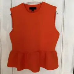 ZARA ニットペプラムトップス　ノースリーブ　オレンジ　ザラ　トップス