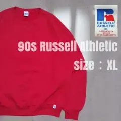 90s USA生地 ラッセルアスレチック 前V ブランク 赤 XL