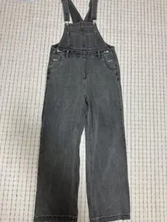 グレー デニム オーバーオール