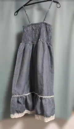 キャミワンピース　シャーリング　ブルー　M