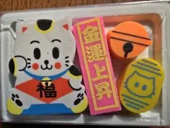 文具女子博　招き猫消しゴム 　金運上昇　中国　にゃんこ先生　ニャロメ　タマ駅長のサムネイル