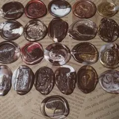 ハンドメイド シーリングスタンプシール 22枚セット チョコ色 アソート ②