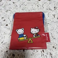 familiar × Hello Kitty ミニ巾着　ファミリアキティ　赤のサムネイル