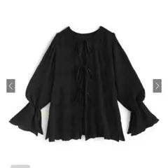 GRL グレイル　シアーリボンサイドスリットブラウス