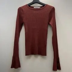 MOUSSY ブラウン リブ　ニット 長袖サイズ F