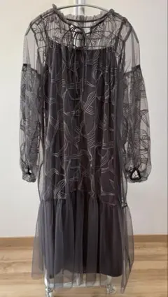 niana オケージョンドレス レイヤードワンピース チャコール M-short