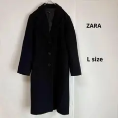 ZARA WOMAN ザラ　チェスターコート　L ブラック　ミドル丈　ウール混