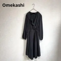 Omekashi オメカシ カシュクールフリルワンピース 長袖 ブラック Fのサムネイル