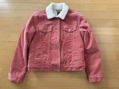 GAP コーデュロイ ボア襟ジャケット ピンク S