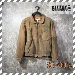 GITANO80~90s レザーボンバージャケット talonユーズド加工 本革のサムネイル