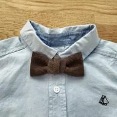 ハンドメイド　キッズ　蝶ネクタイ　リボンブローチ　コーデュロイ　ダークブラウン