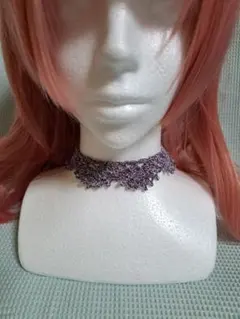 紫色レース風チョーカー