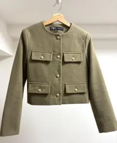 ZARA ノーカラークロップドブレザー