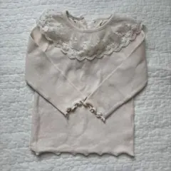 レース付きクリーム色長袖Tシャツ