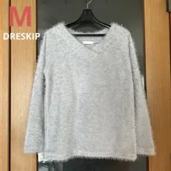 DRESKIP Vネック 長袖ニット グレー M