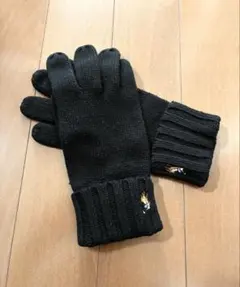 ポロ ラルフローレン 未使用 手袋 ニット グローブ ロゴ刺繍 ブラック 黒