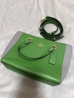 コーチ緑とグレーのショルダーバッグ　2way
