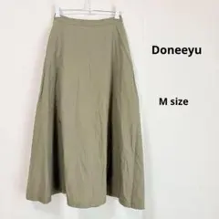Doneeyu ドニーユ　フレアスカート　M カーキ　ロング丈　ウエストゴムのサムネイル