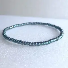 ガラスビーズブレスレット　クリアオーロラブルー