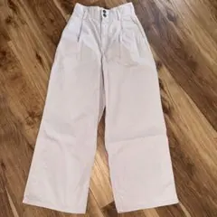 GU ライトデニム タックワイドパンツ ピンク M