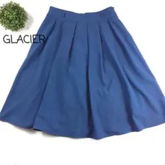 GLACIER レディース　フレアスカート 　ひざ丈　カジュアル 　上品なブルー