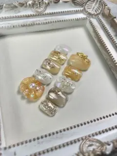 ✴︎卒業式におすすめ✴︎普段も使えるネイルチップ　イエロー黄色系　ベリーショートS