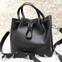 極美品 コールハーン 2way ショルダーバッグ 巾着 レザー グランドシリーズ