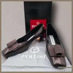 【POLLINI】パンプス レザー リボン ブラウン 37.5 【A360】のサムネイル