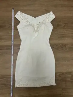 Andy パール装飾 ホワイト タイトドレス S