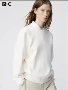 UNIQLO ホワイト スムースコットンクルーネックセーター XL
