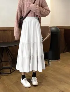 ホワイト ロングスカート フレア　SHEIN