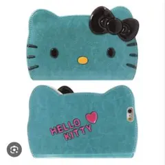 サンリオ ハローキティ スマホケース ターコイズブルー 中古品