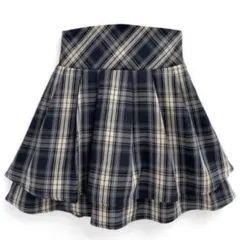 インパン裏地付ティアードチェックミニスカート