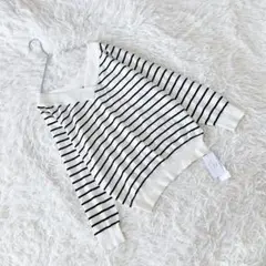 新品 《バックナンバー》 (L) 2wayオフショルダーニットソー ボーダー