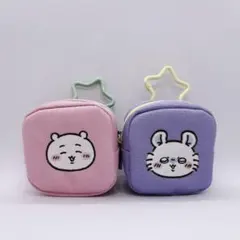 【2個セット】ちいかわ カラビナつき刺繍スクエアミニポーチ ちいかわ モモンガのサムネイル