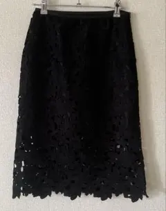 【美品】Spick&Span レースタイトスカート　ブラック　ポリエステル　36