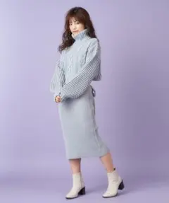 MIIA ケーブルニット×ニットワンピースセット z206p