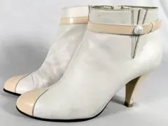 【正規品】美品 シャネル CHANEL バイカラー ショートブーツ 37 1/2