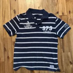 ポロシャツ ネイビー/ホワイトストライプ