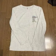 長袖Tシャツ　バックプリント　薄グレー
